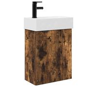 Qnhdfrt Wall-Mount Bathroom Vanity with Ceramic Sink and Black Faucet