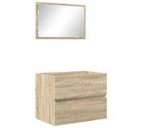 Qnhdfrt Wall-Mounted Bathroom Vanity Set with Mirror & Drawer, Sonoma Oak