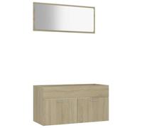 Qnhdfrt Wall-Mounted Bathroom Vanity Set with Mirror, Sonoma Oak