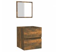 Qnhdfrt Wall Mounted Bathroom Vanity with Sink & Mirror, Smoked Oak