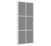 Qnhdfrt White Aluminum Frame Interior Dark Tempered Glass Door | Features a 93x201.5 cm single swing design with handle, suitable for living room, bedroom, and office spaces.