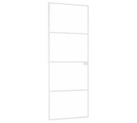 Qnhdfrt White Aluminum & Tempered Glass Interior Swing Door, 76x201.5 cm | Includes a handle and 3.5 cm thick slab, ideal for modern living rooms, kitchens, and offices.