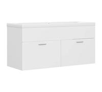 Qnhdfrt White Bathroom Vanity with Ceramic Sink, 2-Door Storage Cabinet