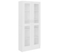 Qnhdfrt White Engineered Wood and Glass Display Cabinet