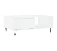 Qnhdfrt White Engineered Wood Coffee Table with Iron Legs
