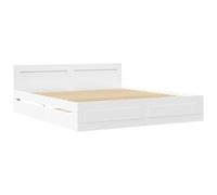 Qnhdfrt White Engineered Wood King Bed Frame with Drawers, Set of 2