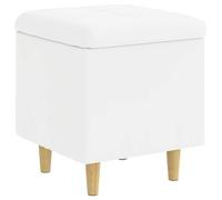 Qnhdfrt White Faux Leather Square Tufted Storage Ottoman