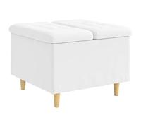 Qnhdfrt White Faux Leather Square Tufted Storage Ottoman