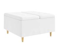 Qnhdfrt White Faux Leather Tufted Storage Ottoman