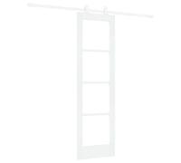 Qnhdfrt White Pine Wood and Tempered Glass Sliding Barn Door with Hardware