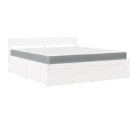 Qnhdfrt White Pine Wood Bed Frame with Mattress and 4 Drawers | Includes a slatted support frame sized 180x200 cm, providing a complete setup and under-bed storage for adult bedrooms.