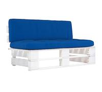 Qnhdfrt White Pine Wood Modular Pallet Sofa with Royal Blue Cushions