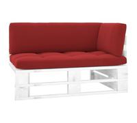 Qnhdfrt White Pine Wood Pallet Corner Sofa with Red Cushions