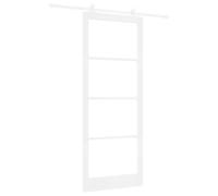 Qnhdfrt White Solid Pine and Glass Sliding Barn Door, 93x232 cm