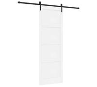 Qnhdfrt White Solid Pine Sliding Barn Door with 213.5cm Rail Hardware Kit