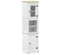 Qnhdfrt White Solid Pine Tall Bathroom Cabinet with Glass Doors