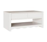 Qnhdfrt White Solid Pine Wood Coffee Table with 2 Drawers