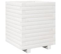 Qnhdfrt White Solid Pine Wood Square Garden Planter, 40x40x49.5 cm