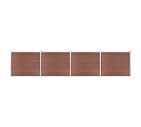Qnhdfrt WPC Composite Garden Fence Panel Set with Posts, Brown