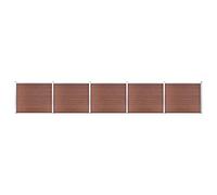 Qnhdfrt WPC Garden Fence Panel Kit with Steel Posts, Brown