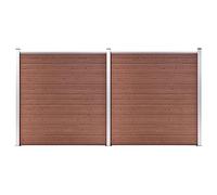 Qnhdfrt WPC Garden Privacy Fence with Aluminum Posts, 353x186 cm, Brown