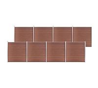 Qnhdfrt WPC Modular Garden Fence Panel with 9 Posts, Brown