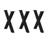 Qnhdfrt X-Shape Black Steel Table Legs, Set of 3