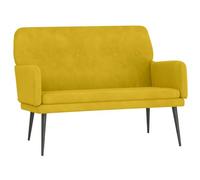 Qnhdfrt Yellow Velvet Upholstered Bench with Backrest and Armrests