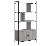 Qnhdfrt Zigzag Bookshelf with Doors, Steel Frame, Sonoma Gray