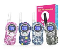 QNIGLO Q168Plus Camouflage Talkie-Walkie Rechargeables pour Enfants,Communication Bidirectionnelle PMR446,Cadeaux de Mode pour Aventures en Plein Air pour l'anniversaire de Noël pour Enfants (4Pack)