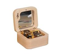 QNINE Boîte à musique avec miroir en bois d'érable - Boîte à musique avec menuet en sol majeur - Jouet en bois - Cadeau pour anniversaire, Saint-Valentin, Noël