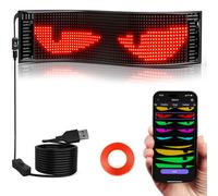 Qnoavve Tableau d'affichage LED défilant, 37 × 9 cm Led flexible programmable avec contrôle par application Bluetooth, USB 5V Affichage LED Yeux du diable Enseigne lumineuse