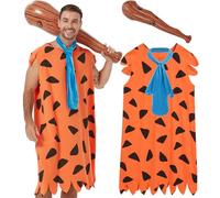 qnprt 2024 Adult Mens Couples Halloween Family Fred Flintstones Costumes Funny Simple Outfit,M Orange
