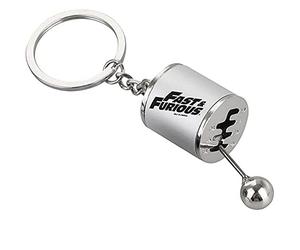 QNQA Fast and Furious 9 Porte-clés de Levier de Vitesse - Alliage Métallique Créatif, Modèle de Transmission Manuelle Argenté pour Accessoires Auto, Pendentif de Course