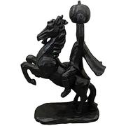 QNQA Sleepy Hollow - Objet Cheval Statue sans tête - Noir - Décoration d'Halloween - Fait à la main en résine - Décoration d'intérieur ou de bureau - 21 cm
