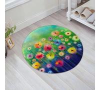 QNRWPHM Tapis de Bain Antiderapant en Microfibre Douce,Tapis de Salle de Bain Lavable en Machine,Aquarelle Nature Floral Fleur Plantes Herbes Jardin Coloré Printemps Pétales FL,60x60cm