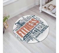 QNRWPHM Tapis de Bain Antiderapant en Microfibre Douce,Tapis de Salle de Bain Lavable en Machine,Collage de Mots et d'icônes sur Le thème de la Forme Physique,60x60cm