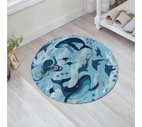 QNRWPHM Tapis de Bain Antiderapant en Microfibre Douce,Tapis de Salle de Bain Lavable en Machine,Décoration d'animaux Marins, habitants des Mers Baleines Dauphins Poulpes Médus,60x60cm