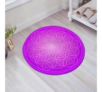 QNRWPHM Tapis de Bain Antiderapant en Microfibre Douce,Tapis de Salle de Bain Lavable en Machine,Fleur de Vie aux Tons psychédéliques vibrants Love Soul Kitsch Artisti,60x60cm