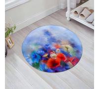 QNRWPHM Tapis de Bain Antiderapant en Microfibre Douce,Tapis de Salle de Bain Lavable en Machine,Fleur à l'aquarelle, Peinture brumeuse d'éléments de la Nature, Motifs Floraux,60x60cm
