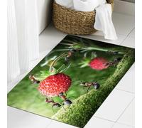 QNRWPHM Tapis de Bain Antiderapant en Microfibre Douce,Tapis de Salle de Bain Lavable en Machine,Fourmi Dessert Aux Fraises Image Animale Drôle Fourmi United Déplacement Fraise,60x90cm