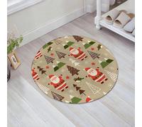 QNRWPHM Tapis de Bain Antiderapant en Microfibre Douce,Tapis de Salle de Bain Lavable en Machine,Joli modèle sans Couture de Père Noël et de pin pour Les Vacances de Noël.,60x60cm
