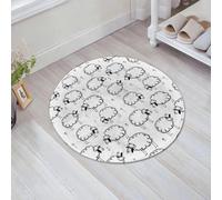 QNRWPHM Tapis de Bain Antiderapant en Microfibre Douce,Tapis de Salle de Bain Lavable en Machine,Joli modèle sans Couture avec Illustration vectorielle de Moutons drôles,60x60cm