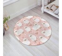 QNRWPHM Tapis de Bain Antiderapant en Microfibre Douce,Tapis de Salle de Bain Lavable en Machine,Modèle vectoriel sans Couture avec Un Joli Mouton, Un cœur, Une étoile et des p,60x60cm