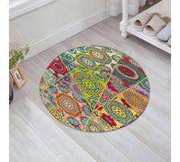 QNRWPHM Tapis de Bain Antiderapant en Microfibre Douce,Tapis de Salle de Bain Lavable en Machine,Motif de Patchwork vectoriel. Collage décoratif Vintage. Fond dessiné à la Main,60x60cm