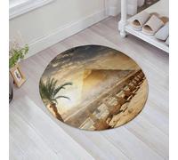 QNRWPHM Tapis de Bain Antiderapant en Microfibre Douce,Tapis de Salle de Bain Lavable en Machine,Pyramide égyptienne et Palmier Khéphren près de la Route au Soleil Icônes magiq,60x60cm