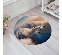 QNRWPHM Tapis de Bain Antiderapant en Microfibre Douce,Tapis de Salle de Bain Lavable en Machine,Un Avion Blanc Vole au-Dessus des Montagnes et des Nuages Bas au Coucher du Sol,60x60cm