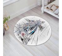 QNRWPHM Tapis de Bain Antiderapant en Microfibre Douce,Tapis de Salle de Bain Lavable en Machine,Vue de la Ville d'une Rue typique d'Amsterdam avec des Cyclistes et Un Tramway,60x60cm