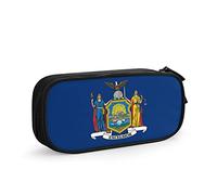 QNSZWDGE Trousse à crayons noire avec drapeau de l'État de New York, multicolore, Style européen et américain, rétro, moderne
