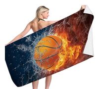 QNUOXEP Serviette de Plage de Basket-Ball, Serviette de Plage en Microfibre, Serviette de Plage en Microfibre Anti Sable Serviette Convient pour la Plage, Sport, Voyages, Sauna, Piscine